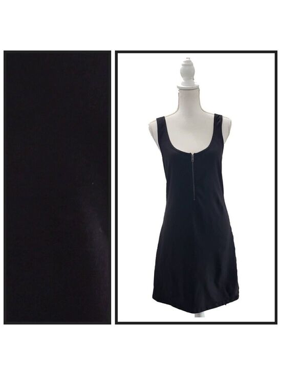 Victoria's Secret Dresses & Skirts - PINK Victoria’s Secret Y2K Bodycon Dress Black Zip Front Cotton Stretch L